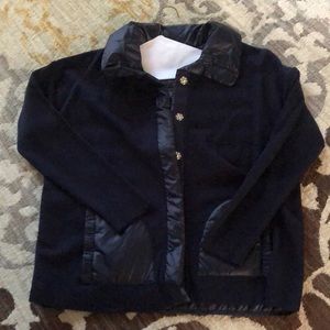 Navy blue Chico’s jacket with snaps up the front